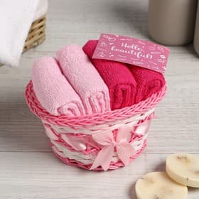 Полотенца махровые «Этель» Beautiful, набор 4 шт., 30×30 см, 100% хлопок, розовые