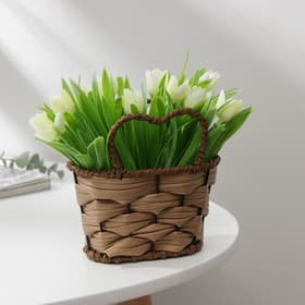 Кашпо для цветов плетёное с ручками Доляна «Сердце», 13.5×10×12.5 см, светло-коричневое