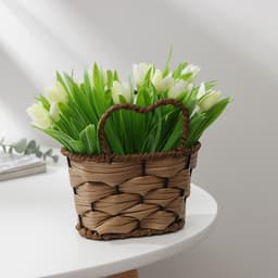 Кашпо для цветов плетёное с ручками Доляна «Сердце», 13.5×10×12.5 см, светло-коричневое