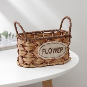 Кашпо для цветов плетёное с ручками Доляна «Овал», 17.5×8×12.5 см, светло-коричневое