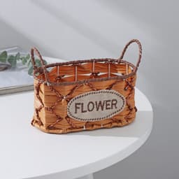 Кашпо для цветов плетёное с ручками Доляна «Овал», 17.5×8×12.5 см, светло-коричневое