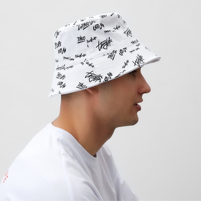 Панама двусторонняя унисекс MINAKU с надписями, белая, размер 58