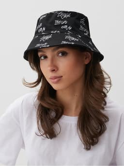 Панама двусторонняя унисекс MINAKU с надписями, чёрная, размер 58