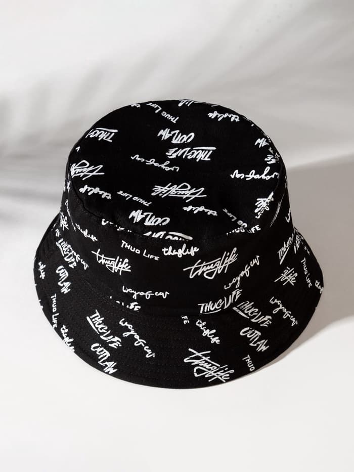 Панама двусторонняя унисекс MINAKU с надписями, чёрная, размер 58