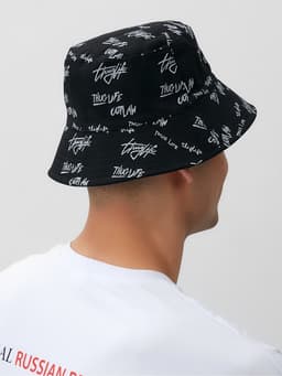 Панама двусторонняя унисекс MINAKU с надписями, чёрная, размер 58
