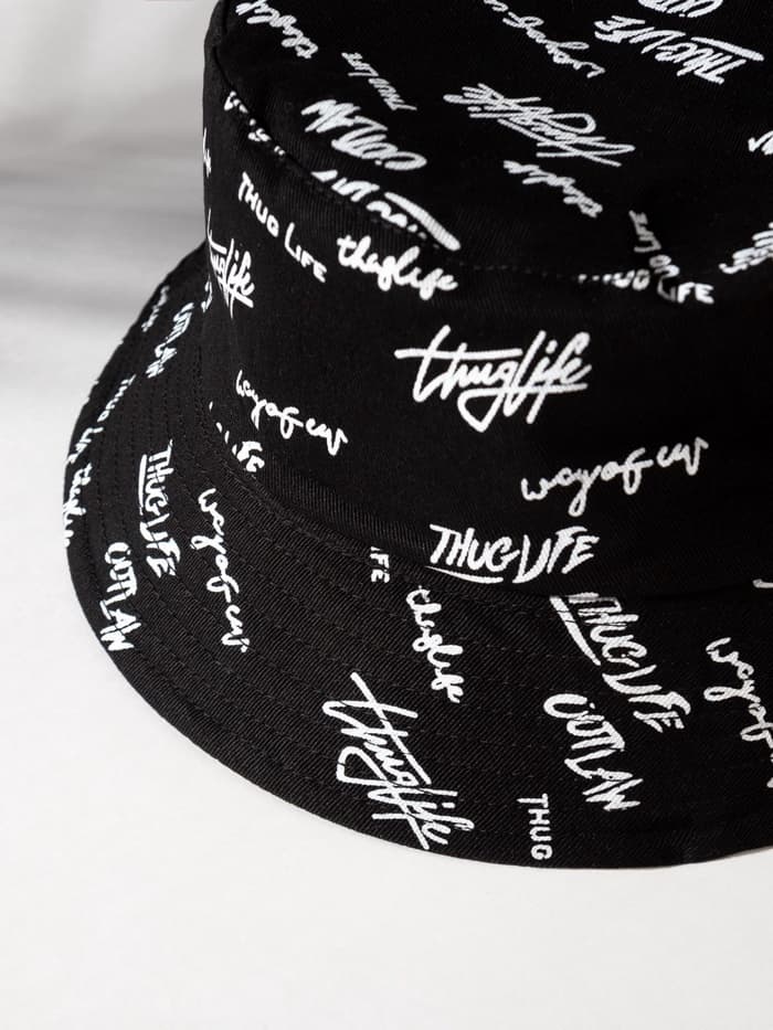 Панама двусторонняя унисекс MINAKU с надписями, чёрная, размер 58