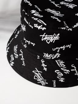 Панама двусторонняя унисекс MINAKU с надписями, чёрная, размер 58