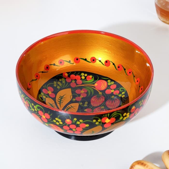 Салатник дерево «Чашка: Ягодка», 16×7 см, хохлома