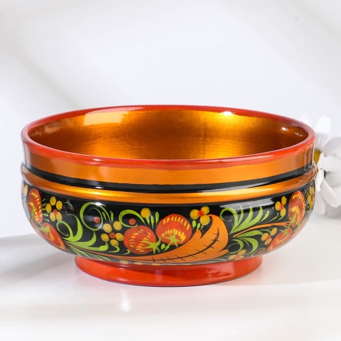 Салатник дерево «Чашка: Ягодка», 16×7 см, хохлома