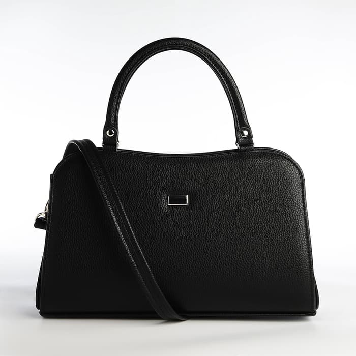 Сумка женская тоут на молнии, 31×10×20 см, однотонная, чёрная