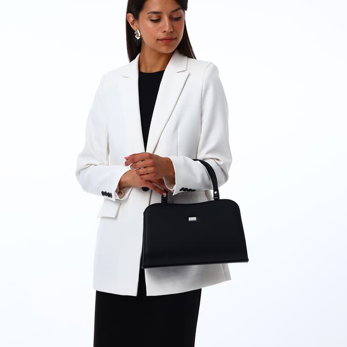 Сумка женская тоут на молнии, 31×10×20 см, однотонная, чёрная