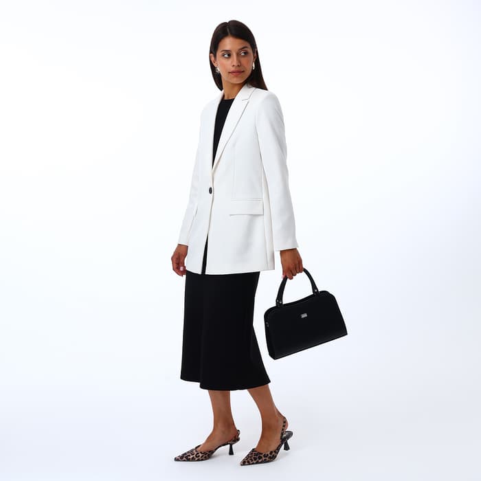 Сумка женская тоут на молнии, 31×10×20 см, однотонная, чёрная