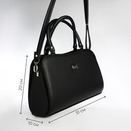 Сумка женская тоут на молнии, 31×10×20 см, однотонная, чёрная