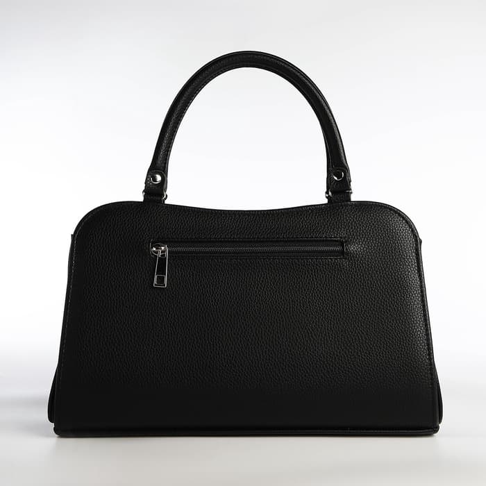 Сумка женская тоут на молнии, 31×10×20 см, однотонная, чёрная