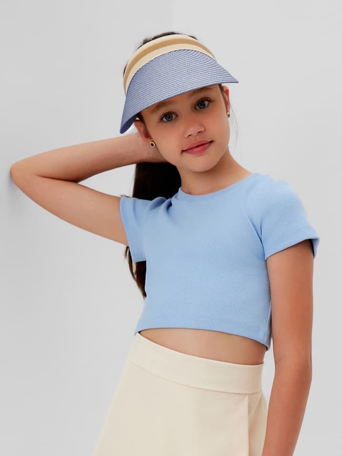 Козырёк плетёный для девочки MINAKU, синий, размер 50-52