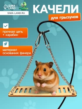 Качели большие для грызунов, 13×6 см, на цепочках, фанера