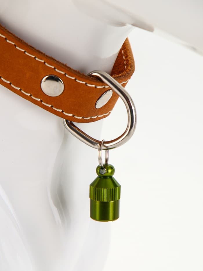 Адресник-капсула под записку «Бочонок», 1.1×2.3 см, металл, зелёный