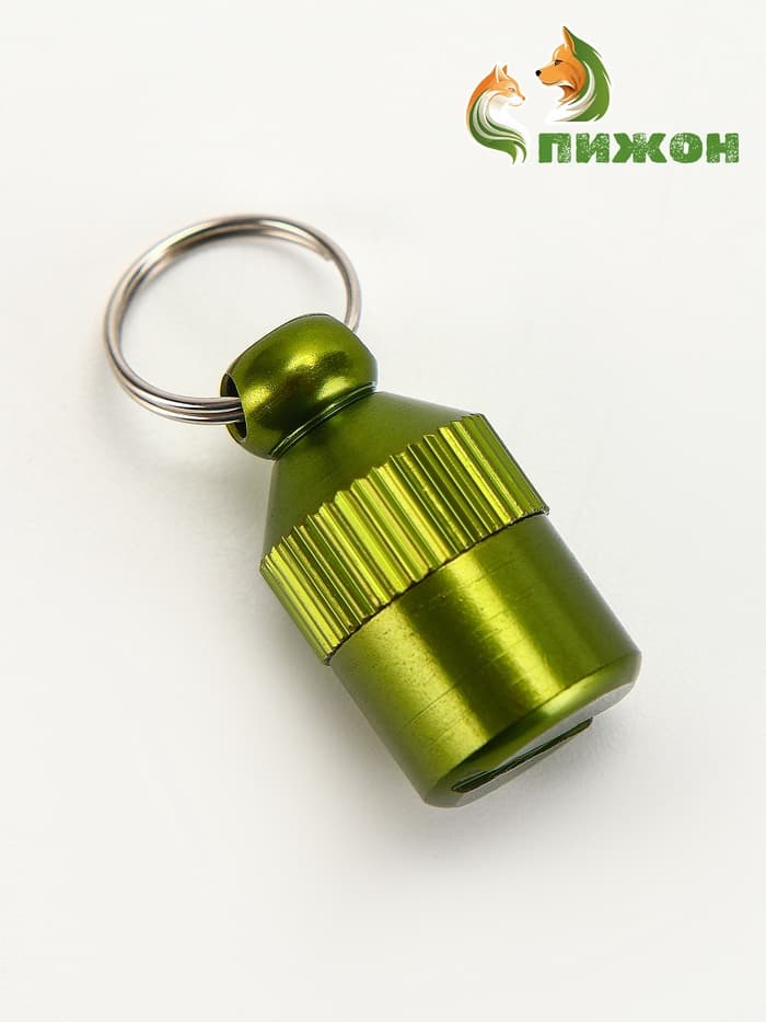 Адресник-капсула под записку «Бочонок», 1.1×2.3 см, металл, зелёный