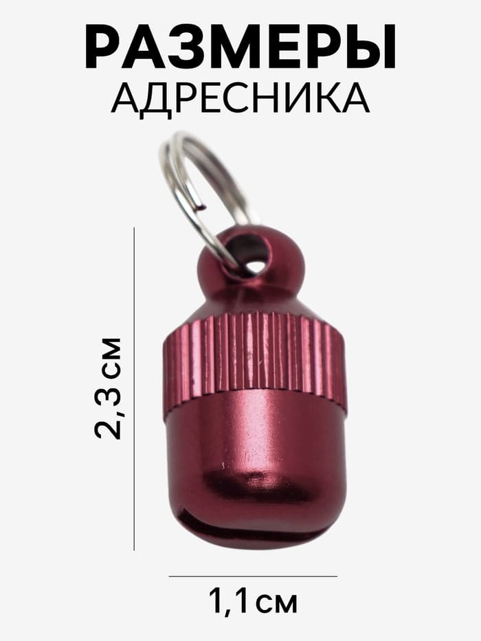 Адресник-капсула под записку «Бочонок», 1.1×2.3 см, металл, красный