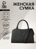 Сумка женская тоут на молнии, 31×10×20 см, однотонная, со стёжкой, чёрная