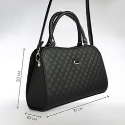 Сумка женская тоут на молнии, 31×10×20 см, однотонная, со стёжкой, чёрная