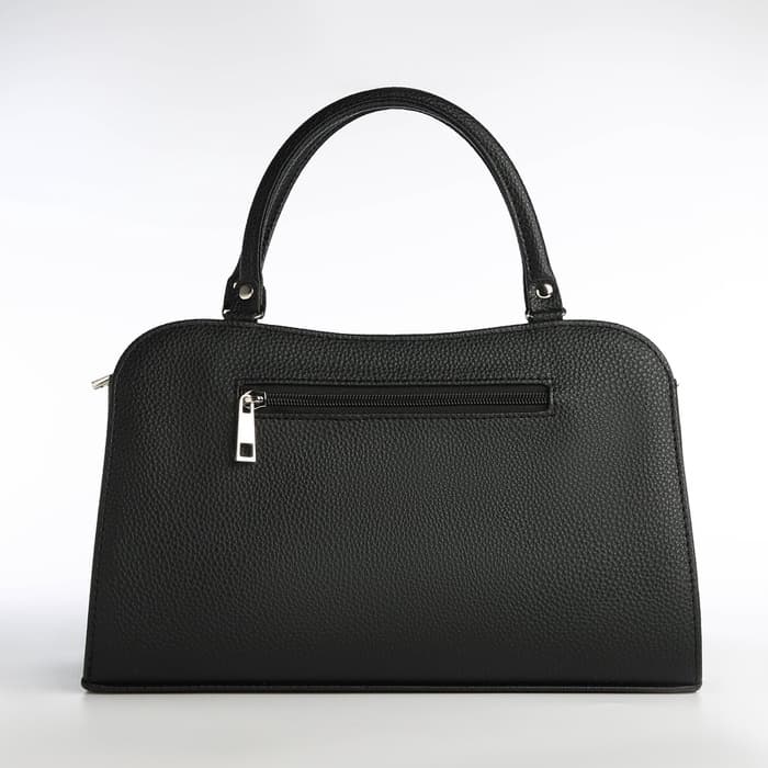 Сумка женская тоут на молнии, 31×10×20 см, однотонная, со стёжкой, чёрная