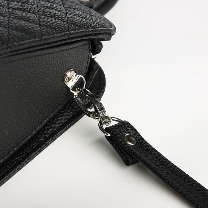 Сумка женская тоут на молнии, 31×10×20 см, однотонная, со стёжкой, чёрная