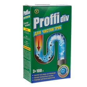 Средство для чистки канализационных труб Proffidiv turbo, гранулы, 3×100 г