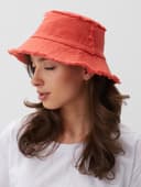 Панама женская джинсовая MINAKU с необработанными краями, оранжевая, размер 56-58