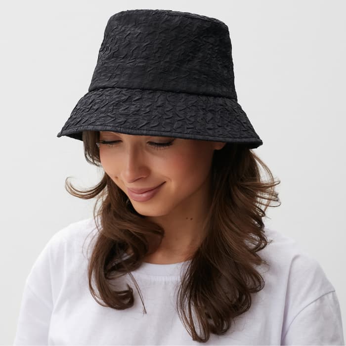 Панама женская однотонная MINAKU, чёрная, размер 56-58, ткань плащёвая