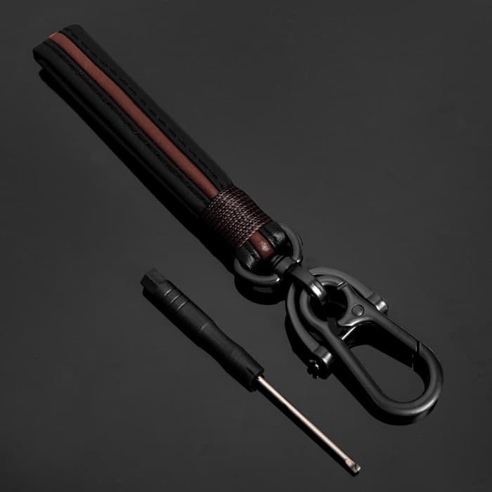 Брелок для ключей, петля с карабином, кожа PU, красный