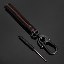 Брелок для ключей, петля с карабином, кожа PU, красный