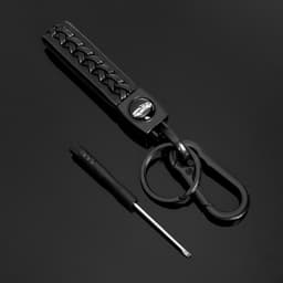 Брелок для ключей, петля с карабином, кожа PU чёрный