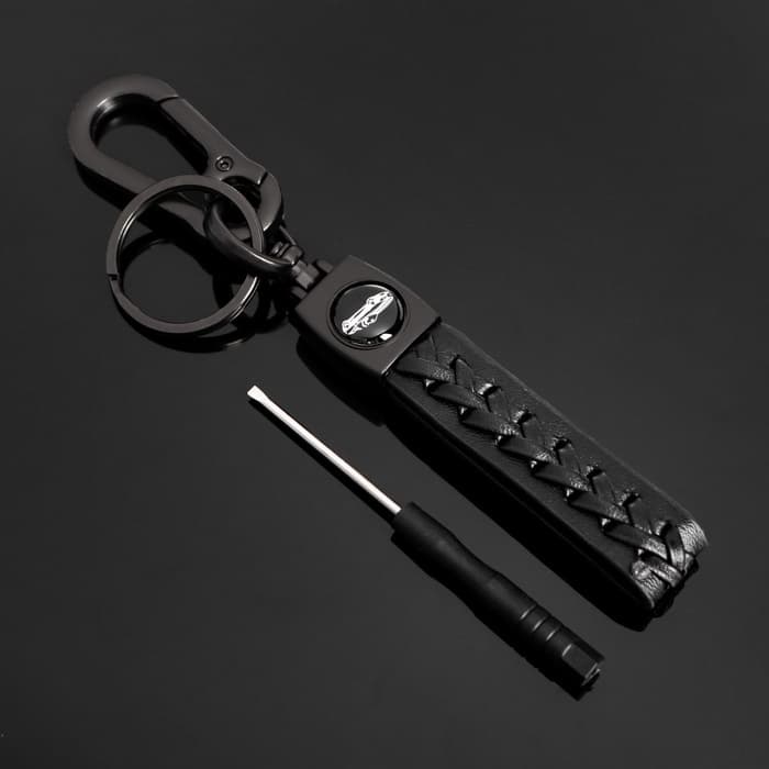 Брелок для ключей, петля с карабином, кожа PU чёрный