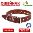 Ошейник «Строгий шип», 70×3.5 см, ОШ 45-60 см, кожа, коричневый