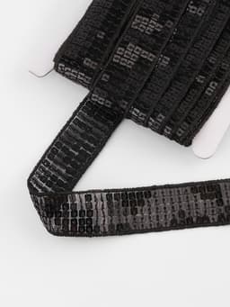 Лента декоративная с квадратными пайетками, 2.5 см, 9±0.5 м, чёрная