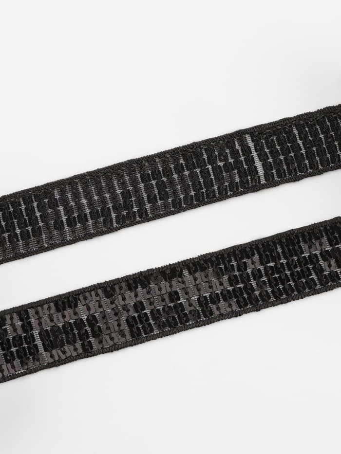 Лента декоративная с квадратными пайетками, 2.5 см, 9±0.5 м, чёрная