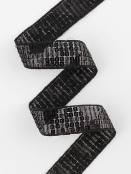 Лента декоративная с квадратными пайетками, 2.5 см, 9±0.5 м, чёрная