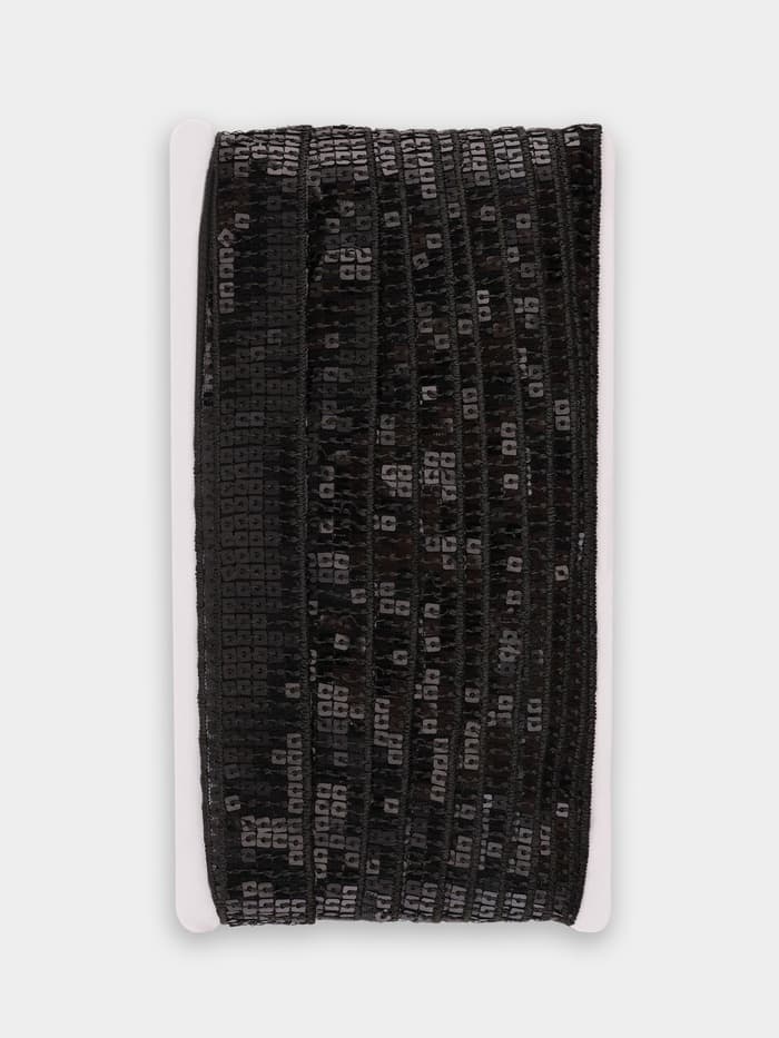 Лента декоративная с квадратными пайетками, 2.5 см, 9±0.5 м, чёрная