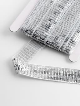 Лента декоративная с квадратными пайетками, 2.5 см, 9±0.5 м, цвет серебряный