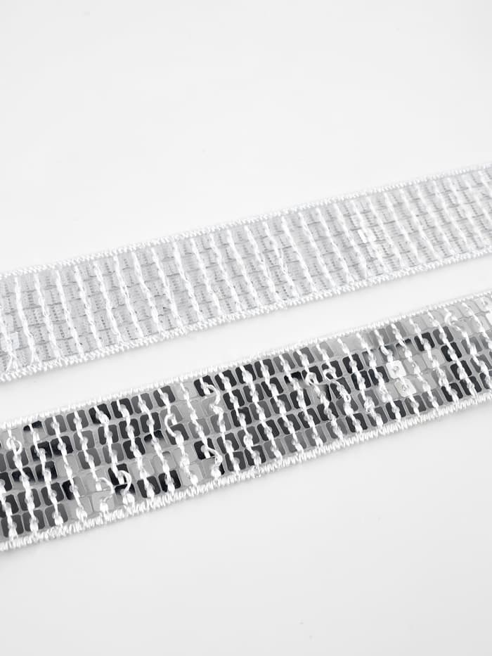 Лента декоративная с квадратными пайетками, 2.5 см, 9±0.5 м, цвет серебряный