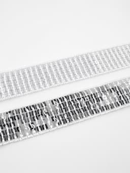 Лента декоративная с квадратными пайетками, 2.5 см, 9±0.5 м, цвет серебряный