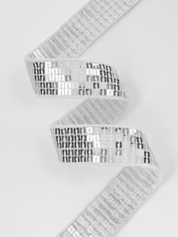 Лента декоративная с квадратными пайетками, 2.5 см, 9±0.5 м, цвет серебряный