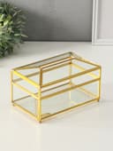 Шкатулка - салфетница «Золотые грани», стекло, 11.8×10.3×19.2 см