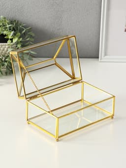 Шкатулка - салфетница «Золотые грани», стекло, 11.8×10.3×19.2 см