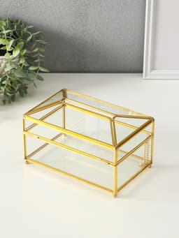 Шкатулка - салфетница «Золотые грани», стекло, 11.8×10.3×19.2 см