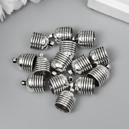 Металлический элемент, декоративный концевик «Арт Узор. «Купол с полосками», серебро, 1.3×1 см