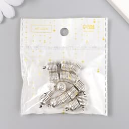 Металлический элемент, декоративный концевик «Арт Узор. «Купол с полосками», серебро, 1.3×1 см