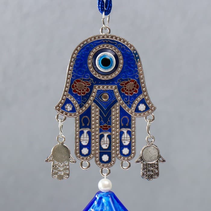 Музыка ветра металл «Рука Фатимы», от сглаза, 3 колокольчика, 52×6 см