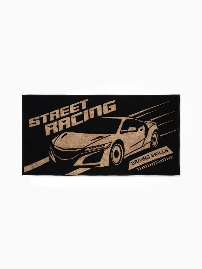 Полотенце махровое «Этель» Street racing, 70×130 см, хлопок 100%, чёрно-золотое